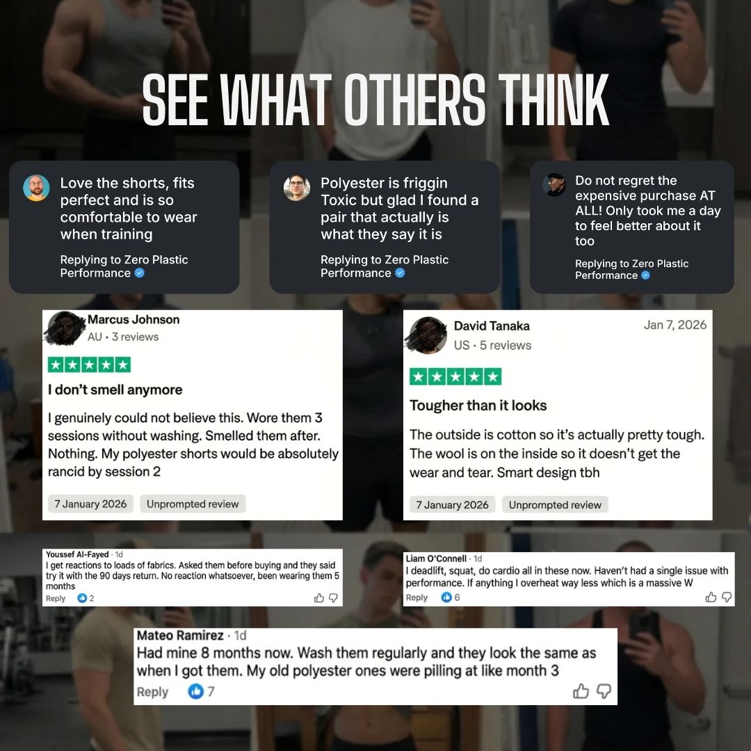 100% Natural Merino Wool & Cotton Gym Shorts