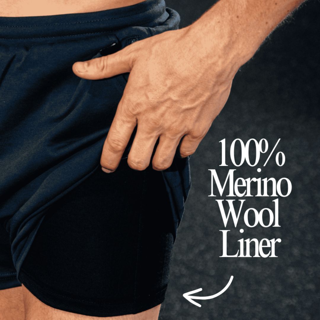 100% Natural Merino Wool & Cotton Gym Shorts