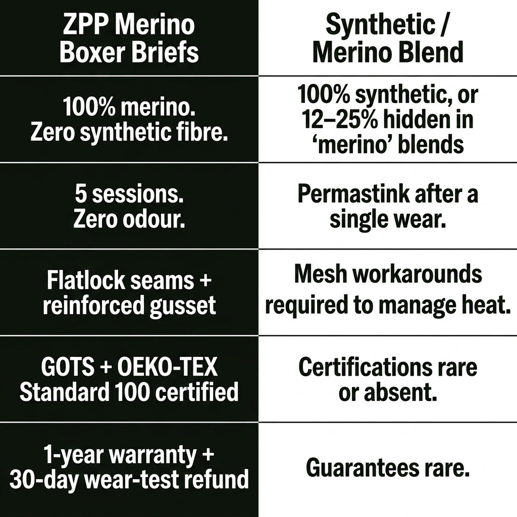 100% Merino Wool Performance Boxer Briefs